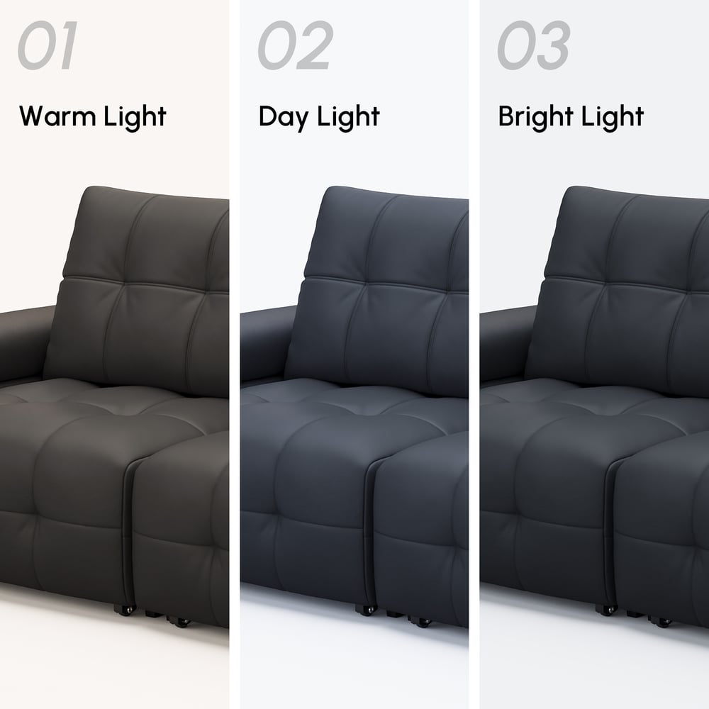 130" 3-Seater Genuine Leather Power Convertible Sleeper Sofa with Adjustable Armrests window image