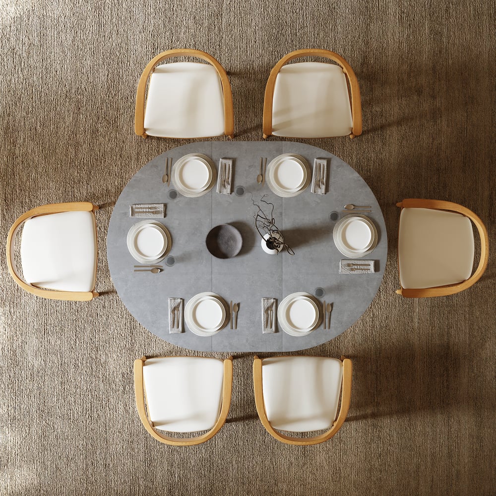 47"-63" Gray Extendable Dining Table Set with 6 Chairs weights dimensions image