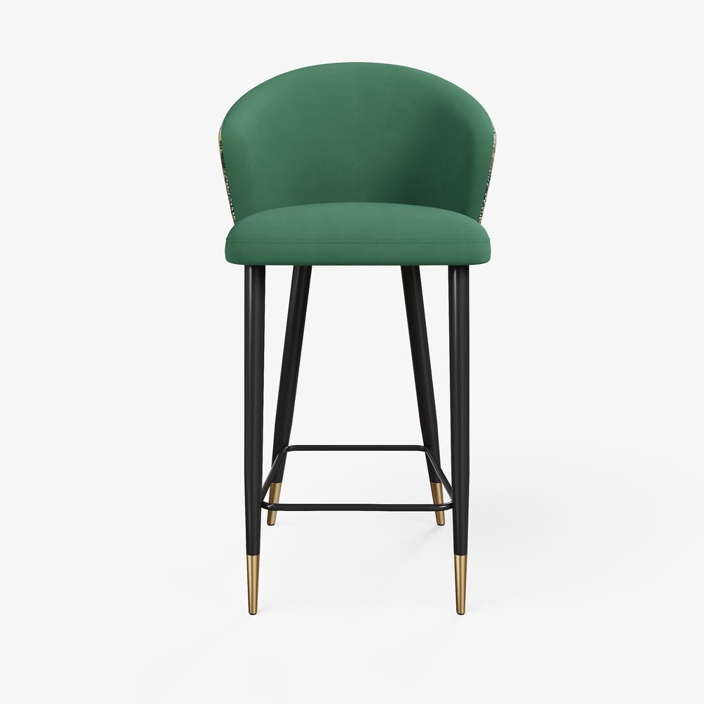 Arcora Green Bar Stool with Upholstered, 1 Piece window image