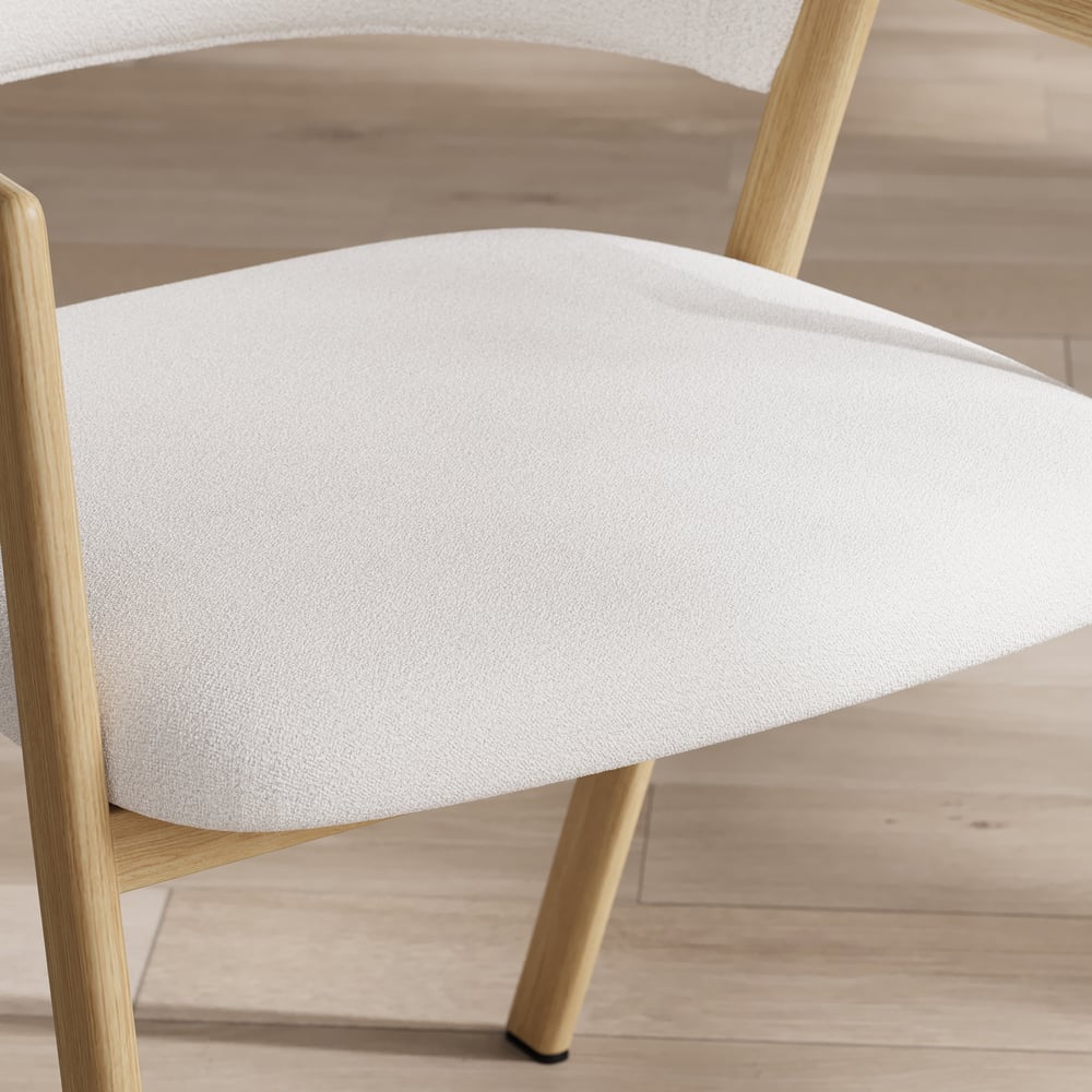 Modern Warm White Boucle Dining Chair with Upholstered, 2 Pieces window image
