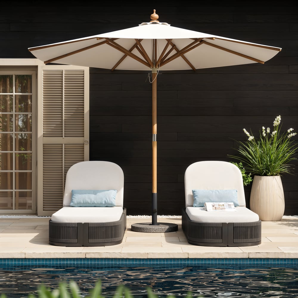 Costra Outdoor Aluminum & Rope Weave Reclining Chaise Lounge in Black window image