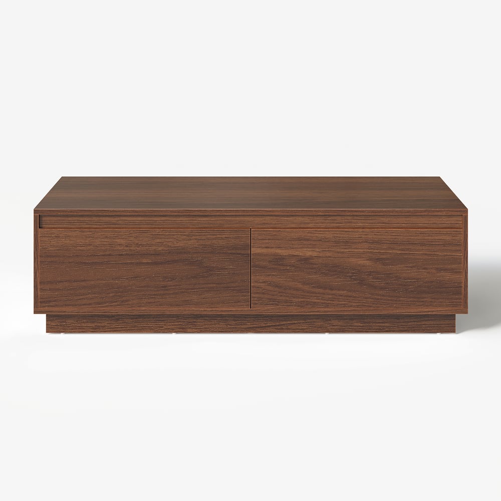 Ensemble meuble TV Fero en bois blanc et noyer, meuble TV extensible et table basse rectangulaire image de fenêtre