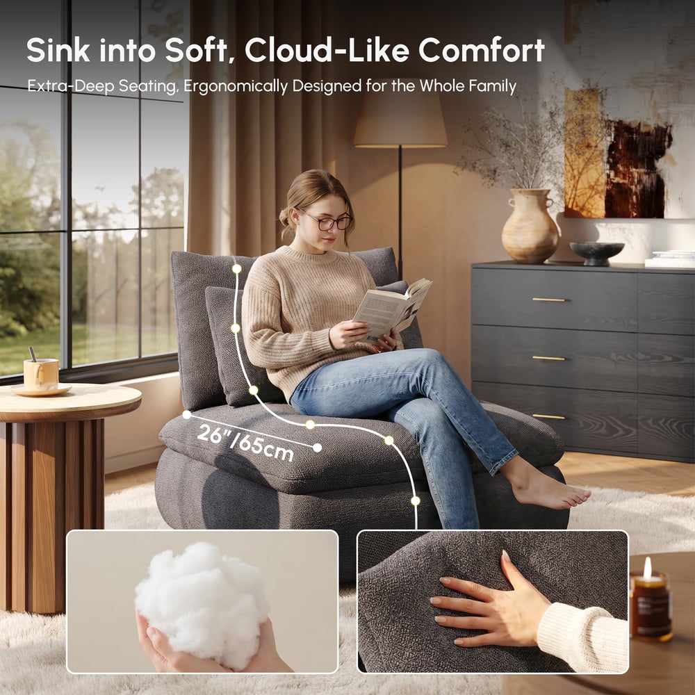 36" Chenille Slipper Accent Chair with Hidden Storage & Removable Backrest window image