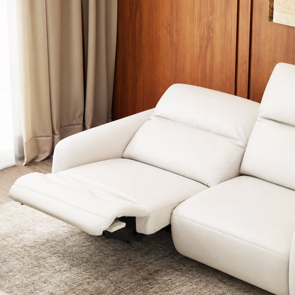 85" Genuine Leather Power Reclining Sofa with Adjustable Headrest window image