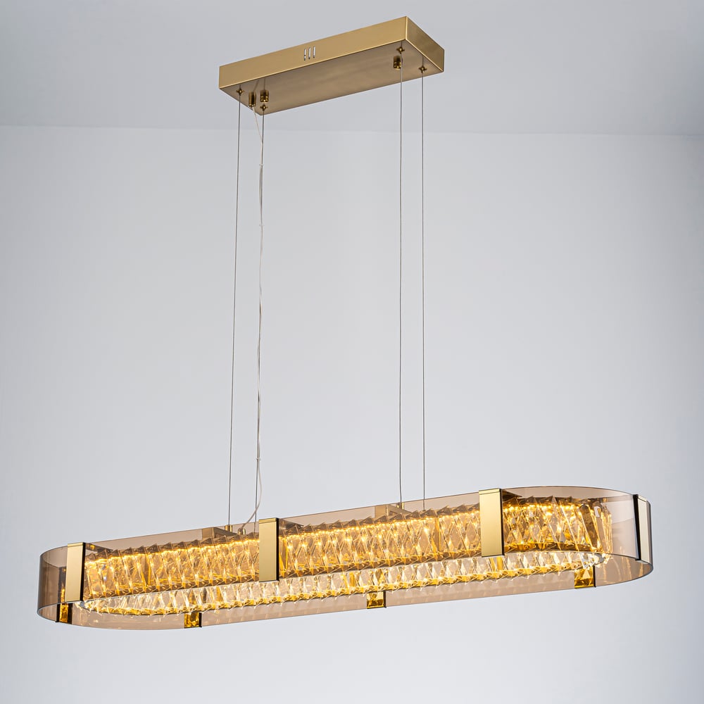 Linear Crystal Kitchen Island Pendant Light with Remote, 3-CCT Dimmable LED window image