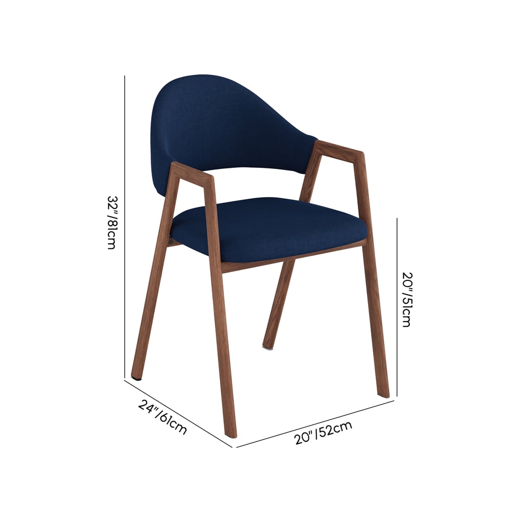 Modern Blue Linen Dining Chair with Upholstered, 2 Pieces weights dimensions image