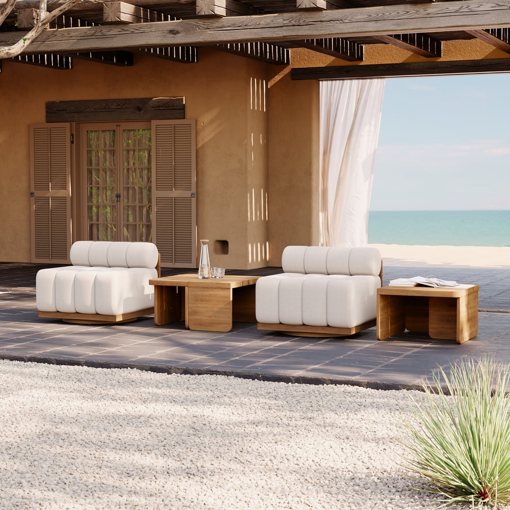 Resaro Outdoor Teak & Aluminum Swivel Lounge Chair window image