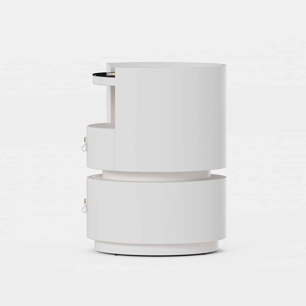 Modern Saddle Leather Smart  LED Nightstand window image