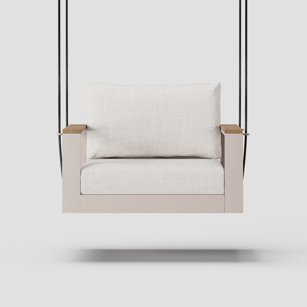 Tevara Outdoor Swing Sofa in Sand with Cushion & Black Cover window image