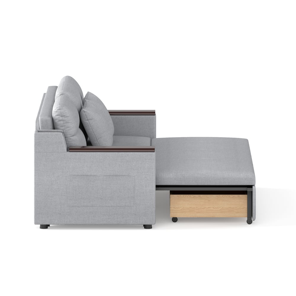 Canapé convertible 3 places en coton et lin avec rangement, 210 cm image de fenêtre