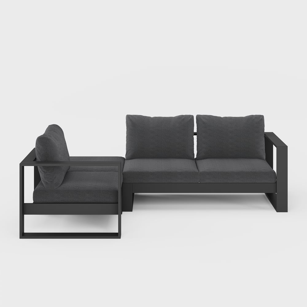 Slatera 4-Pieces Modular Outdoor Sofa Set Aluminum & Acacia for 4 Person in Light Gray window image