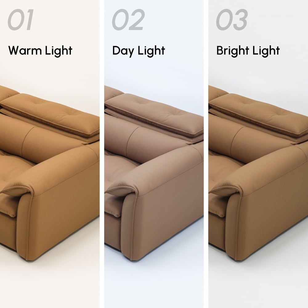 Canapé-lit convertible électrique 2 places en cuir véritable de 222 cm avec têtières réglables image de fenêtre
