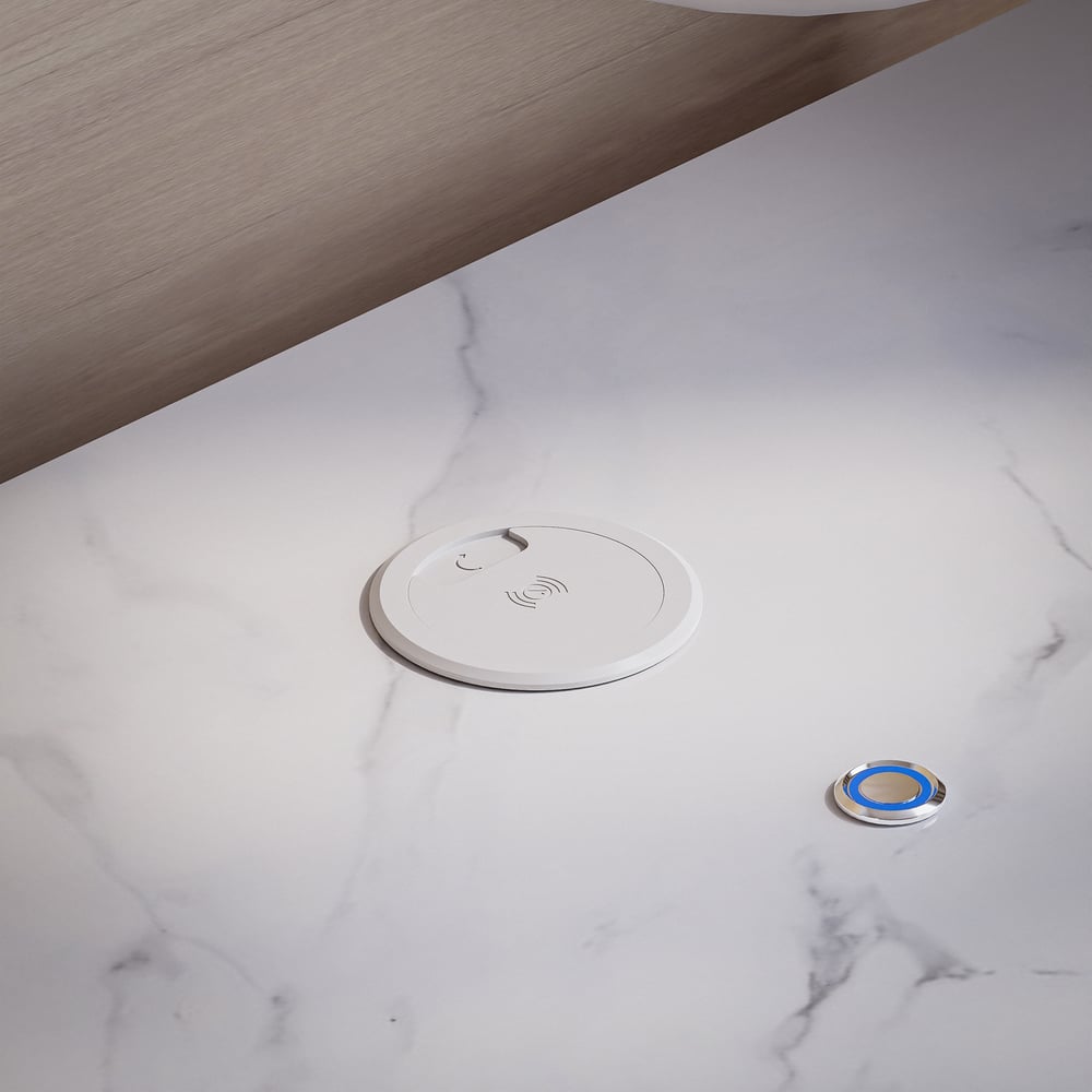 Humply Floating Leather 2-Drawer Smart LED Nightstand with Sintered Stone Top window image