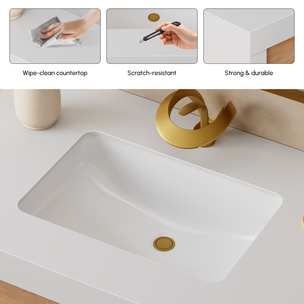 36" Single Bathroom Vanity with Ceramic Sink, Sintered Stone Top window image
