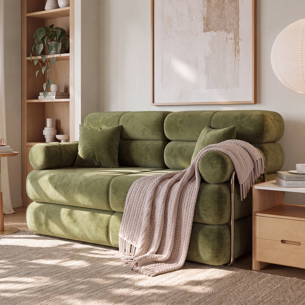 Canapé-lit convertible Humply 170 cm 2 places en velours chenille 4 en 1 image de fenêtre