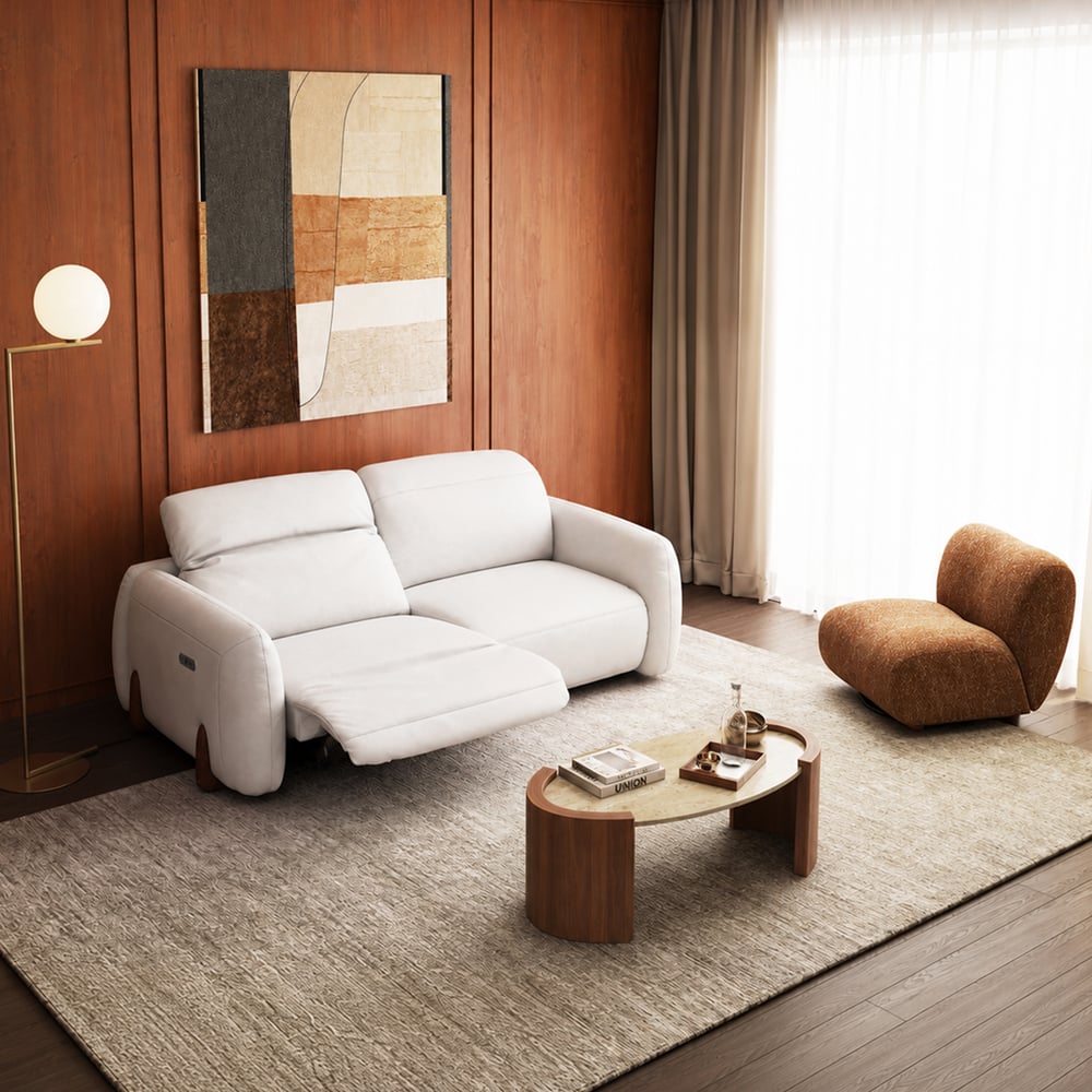 85" Genuine Leather Power Reclining Sofa with Adjustable Headrest window image