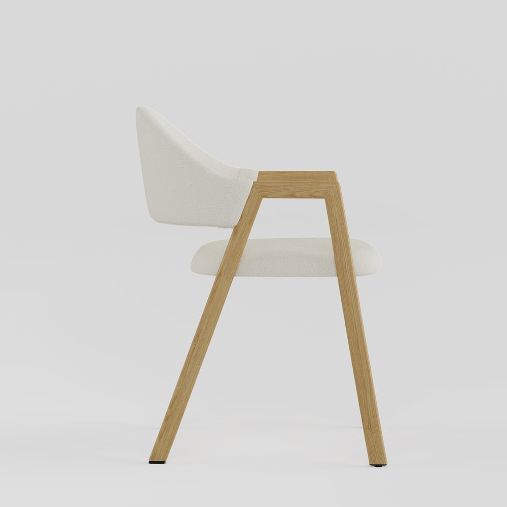 Modern Warm White Boucle Dining Chair with Upholstered, 2 Pieces window image