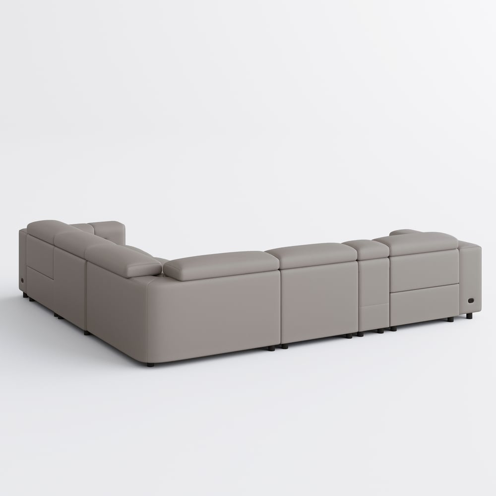 Genuine Leather Built-In Cooler Power Reclining Sofa window image