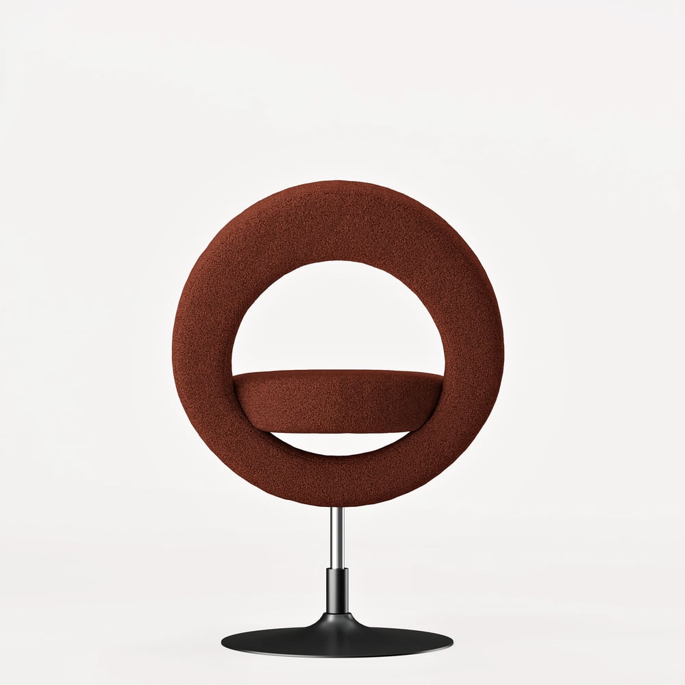 Tabouret de vanité réglable moderne en bouclé rouille avec dossier image de fenêtre