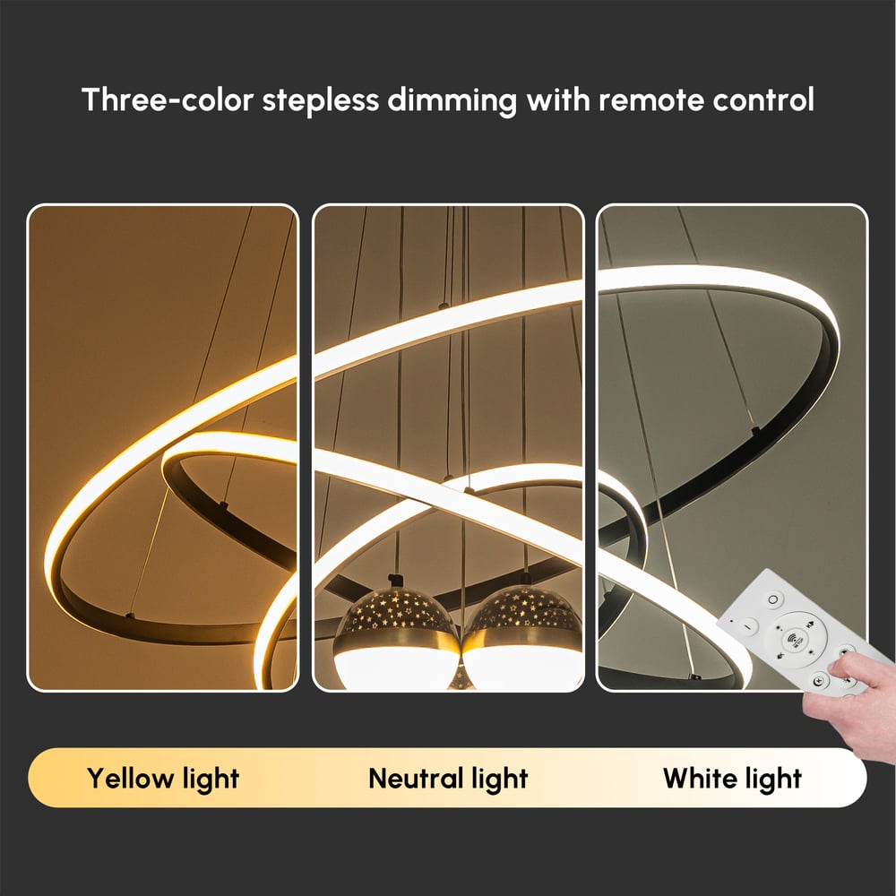 31" 6-Light LED Chandelier with Starry Projection, Dimmable & Adjustable window image