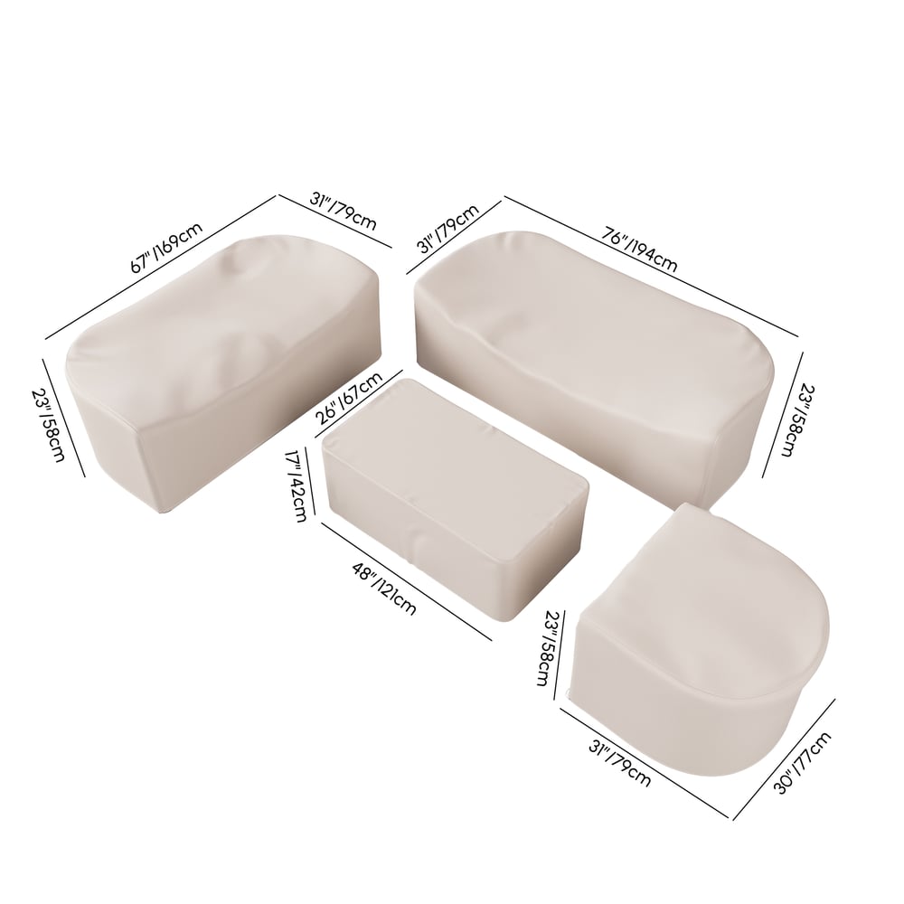 Costra Outdoor 600D Tough Canvas Waterproof Patio Furniture Set Covers in Ivory weights dimensions image