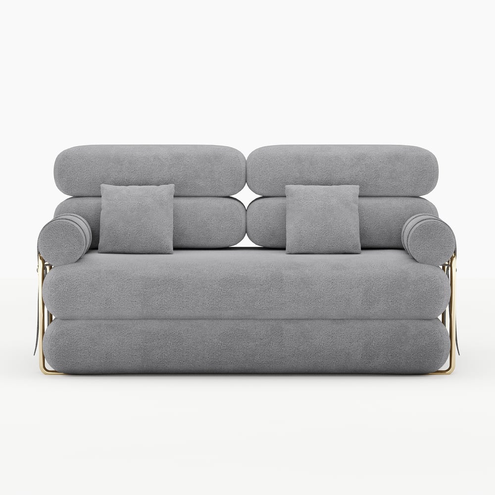 67" Full 2-Seater Chenille Velvet 4 in 1 Futon Convertible Sleeper Sofa window image