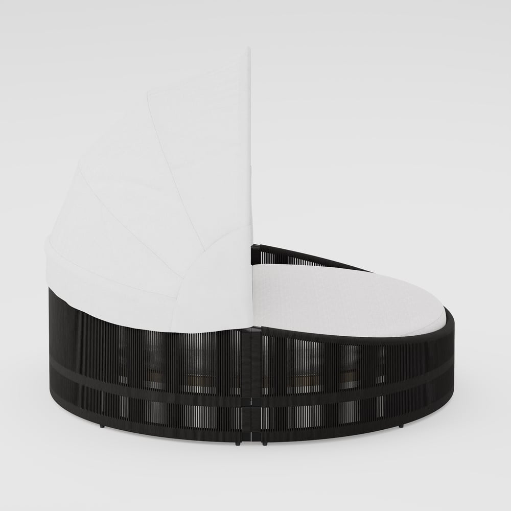 Costra Weatherproof Round Patio Daybed with Adjustable Canopy in Black window image
