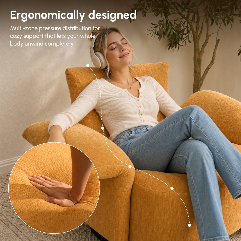 Performance Chenille Swivel Accent Chair with Adjustable Armrest window image