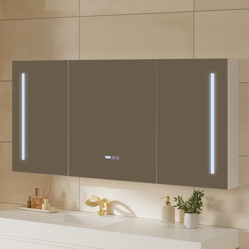 Conjunto de Toucador de Banheiro Flutuante de 150cm e Armário de Remédios com LED Imagem da janela