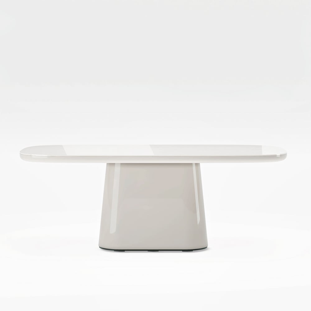 Modern 79" Oval Faux Travertine Sintered Stone Dining Table, Seats 6 window image