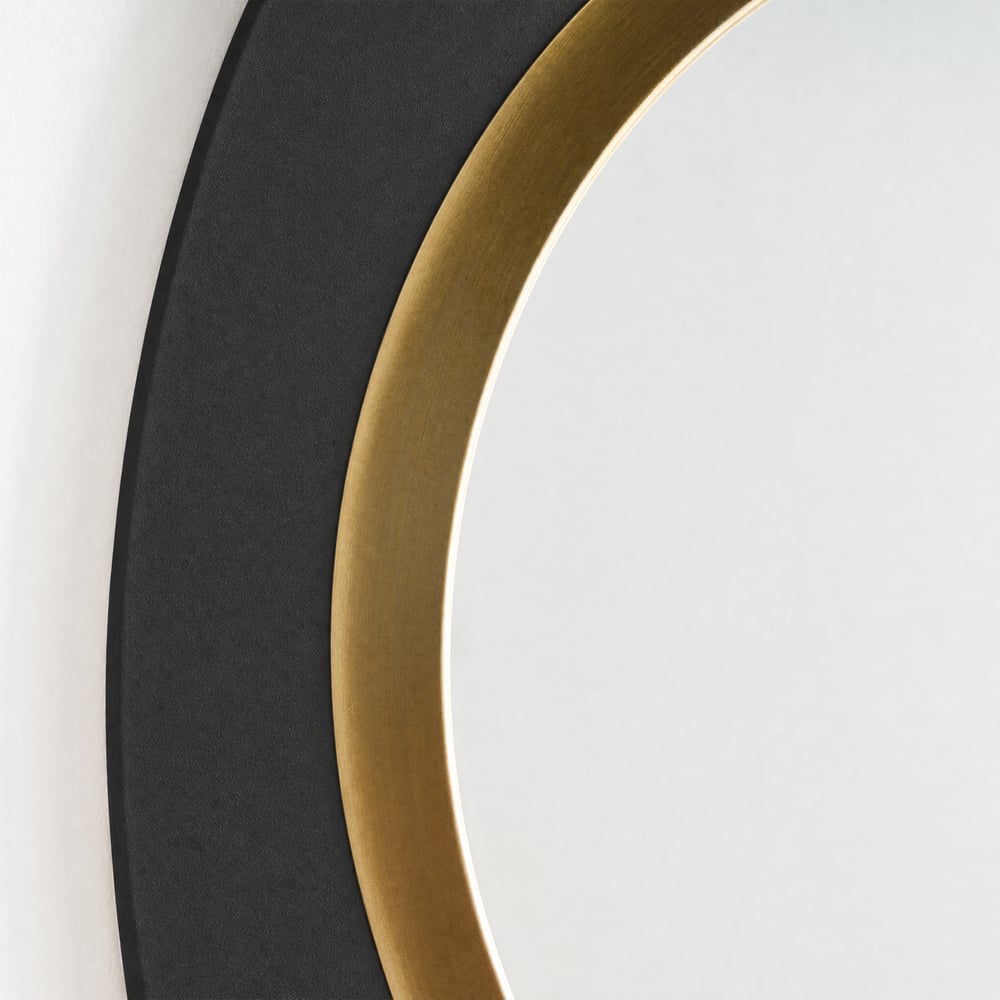 Abstract Wall Mirror, Matte Black and Gold, Horizontal or Vertical window image