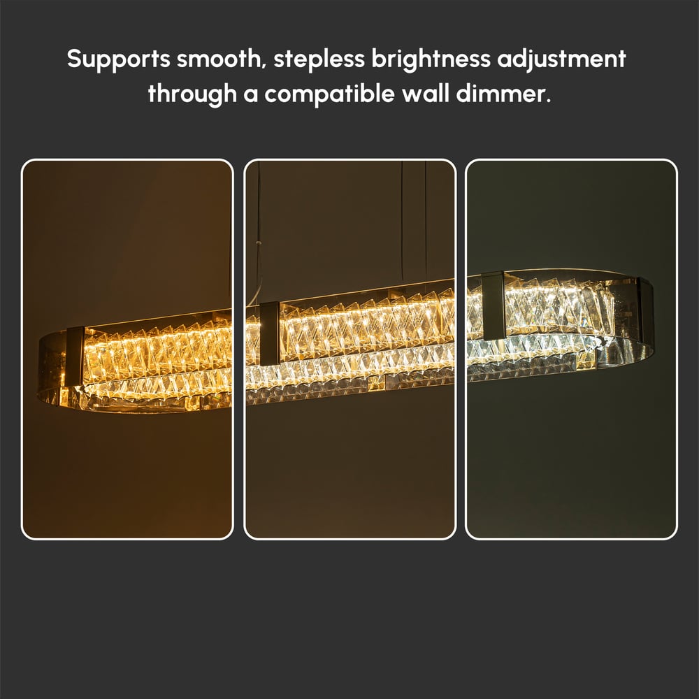 Linear Crystal Kitchen Island Light, Warm White Dimmable LED window image