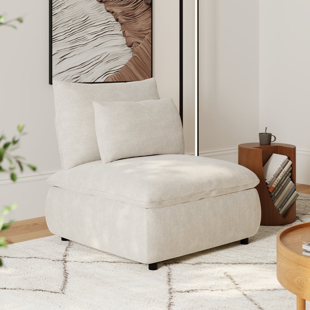 36" Chenille Slipper Accent Chair with Hidden Storage & Removable Backrest window image