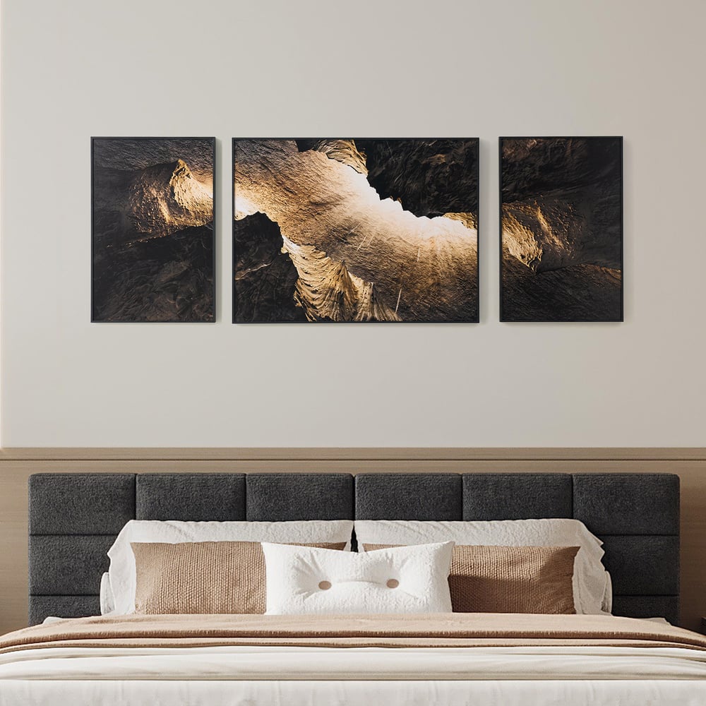 3-Piece Framed Abstract Canvas Wall Art Set with Black Aluminium Frames window image