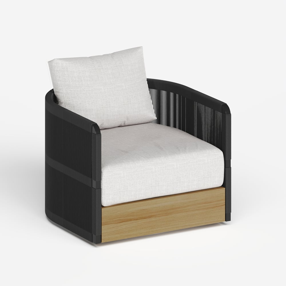 4-Pieces Modern Aluminum & Rope Outdoor Swivel Sofa Set with Coffee Table in Black for 6 window image