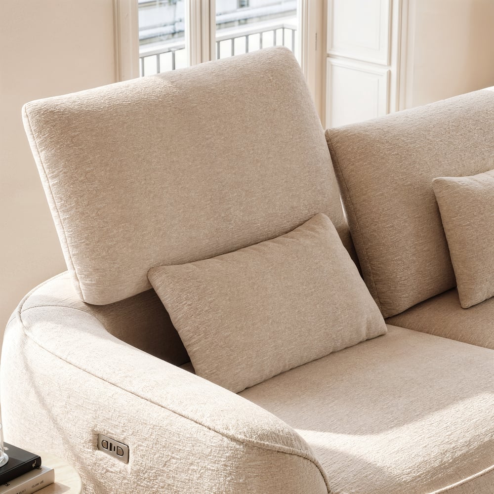 Canapé inclinable électrique 2 places en chenille, 212 cm, compatible avec les animaux domestiques, avec dossier réglable image de fenêtre