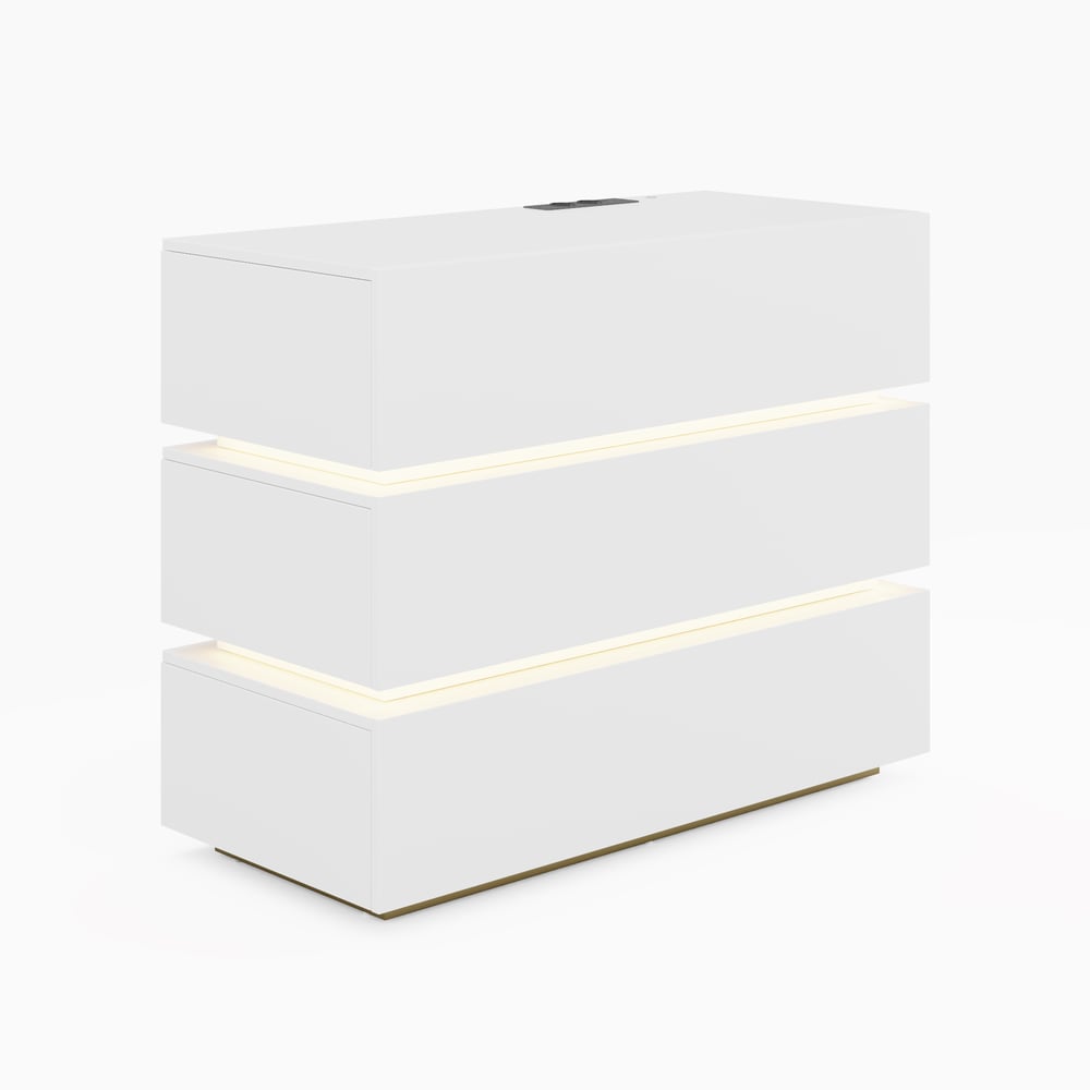 Commode à 3 tiroirs à DEL Lumio de 39 po avec borne de recharge image de fenêtre