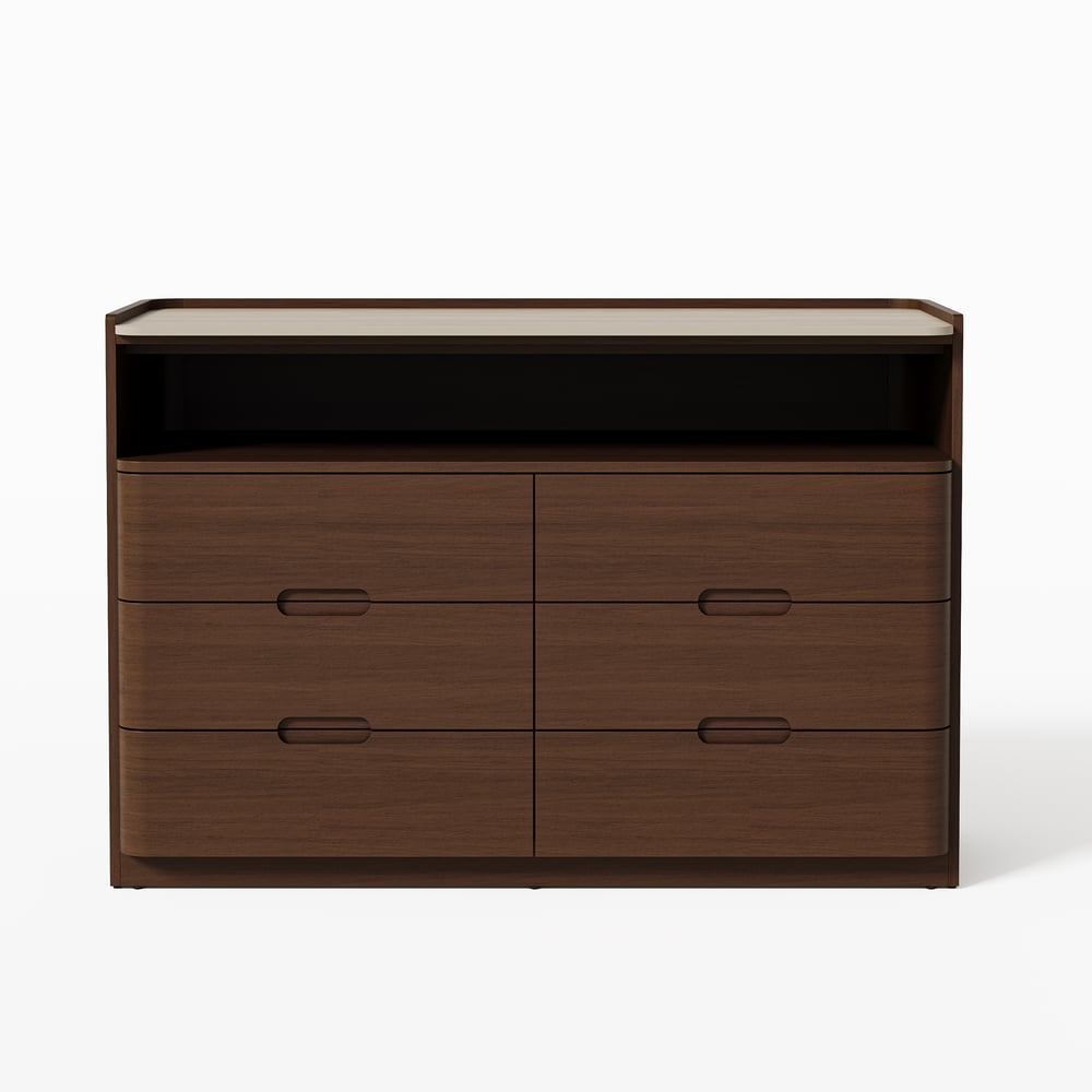 Arvona 47" 6-Drawer Walnut Chest of Drawers with Sintered Stone Top window image