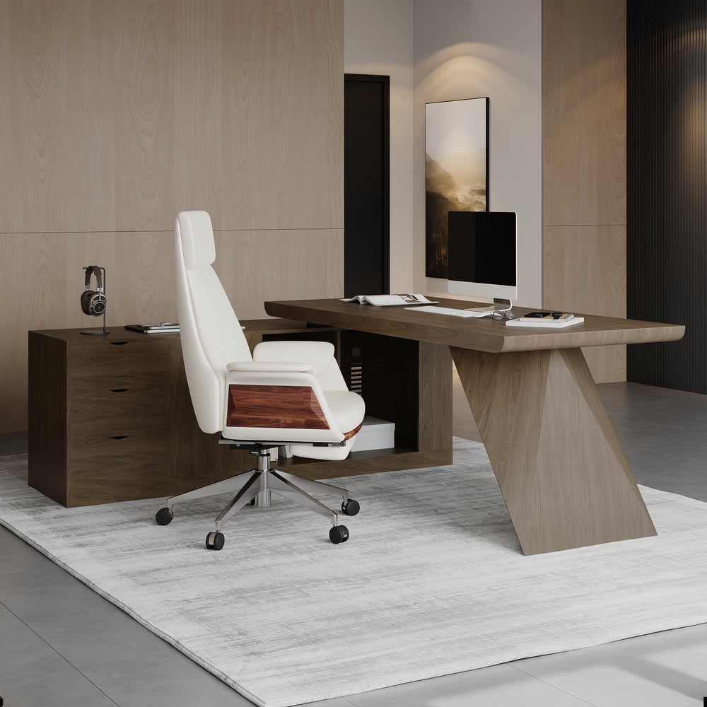 Scrivania Executive Angolare 180 cm Grigio Fumo con Ritorno a Sinistra Immagine della finestra