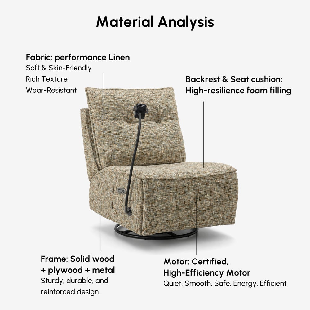 Performance Liner Power Swivel Rocker Recliner Accent Chair with Phone Holder window image
