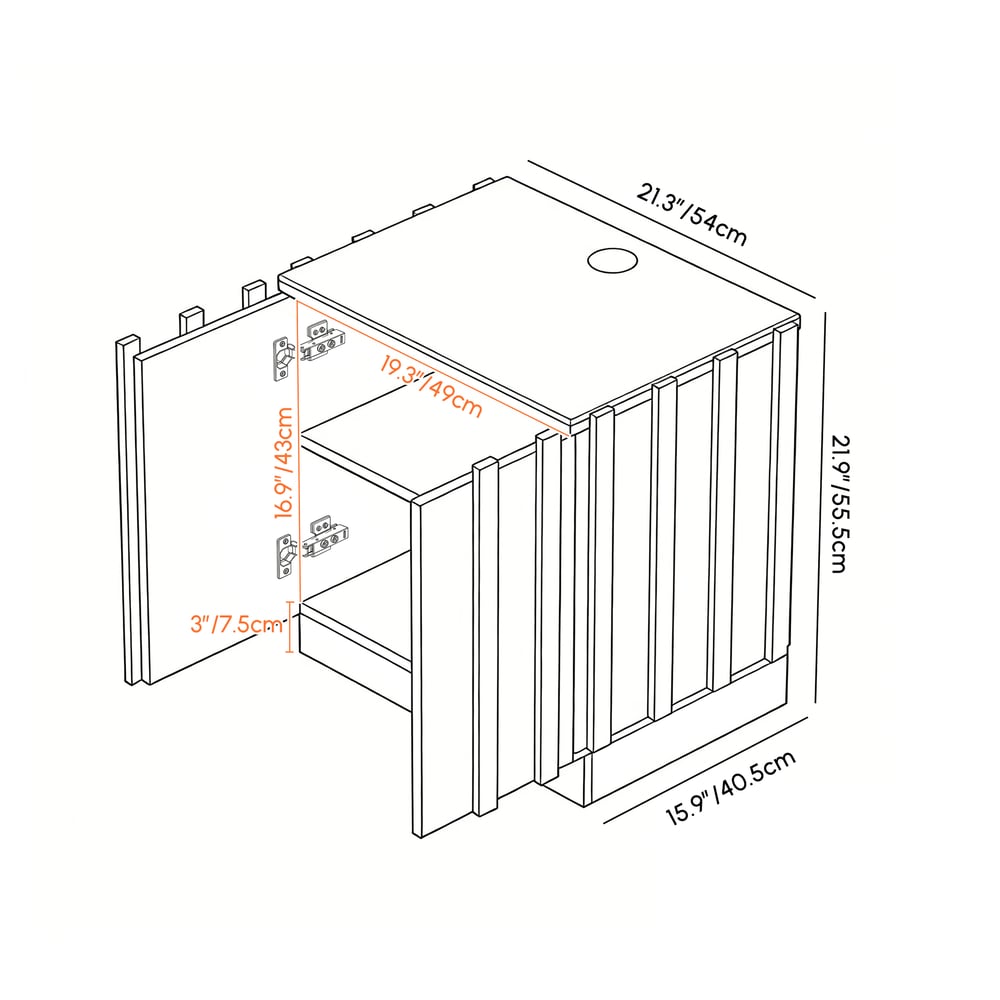 Aura Ash Wood Smart Nightstand With Charging Station & Light weights dimensions image