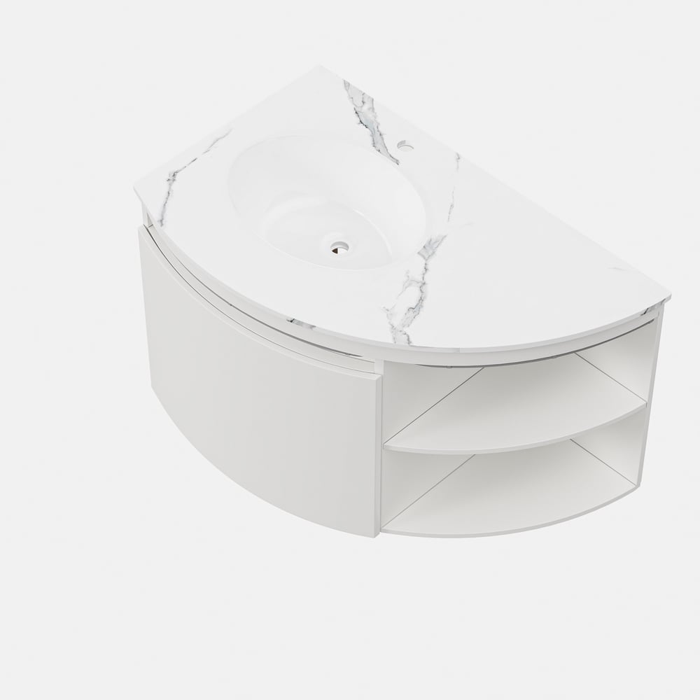 Meuble de salle de bain d'angle de 36 pouces avec rangement et éclairage LED à capteur image de fenêtre