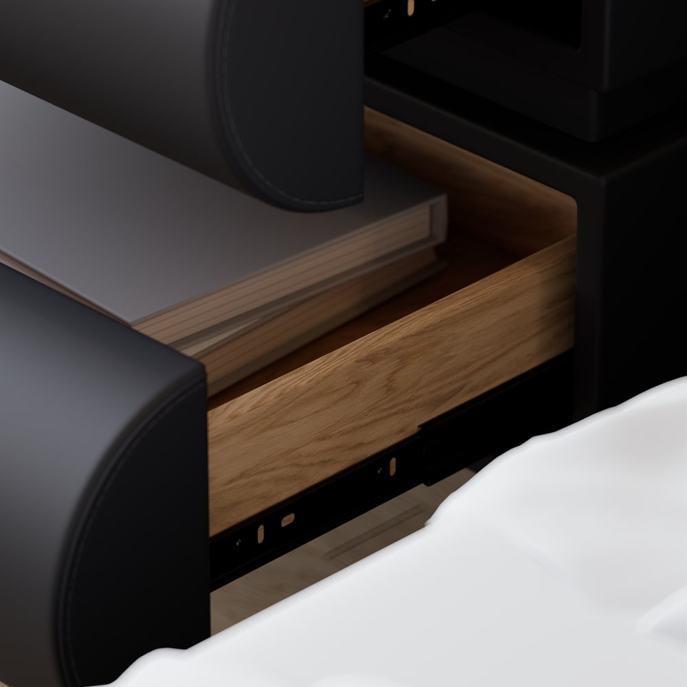 Comodino Intelligente Sospeso in Pelle Humply con Cassetto Immagine della finestra