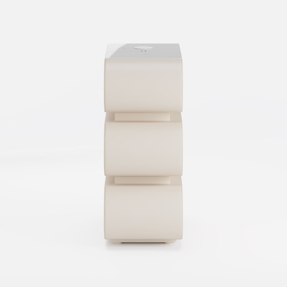 Narrow Humply Leather 3-Drawer Smart Nightstand with Sintered Stone Top window image