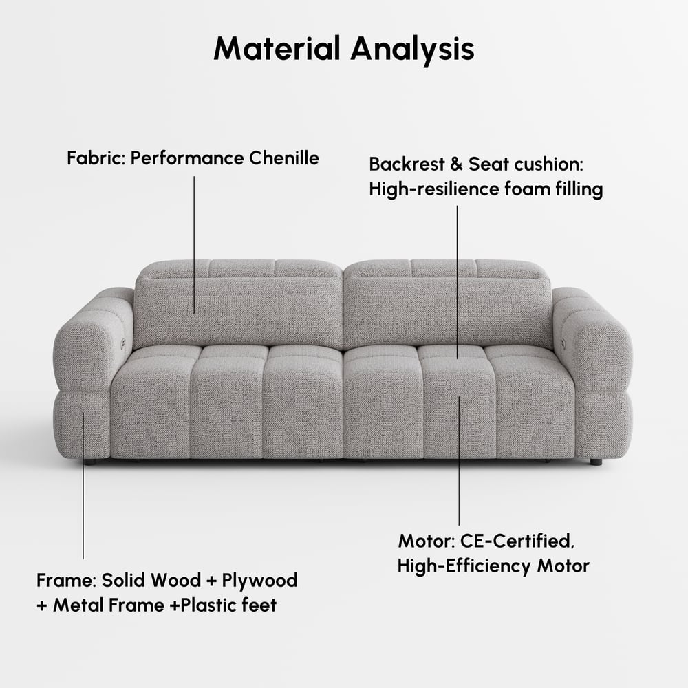 Performance Chenille Power Sleeper Sofa with Adjustable Headrests window image