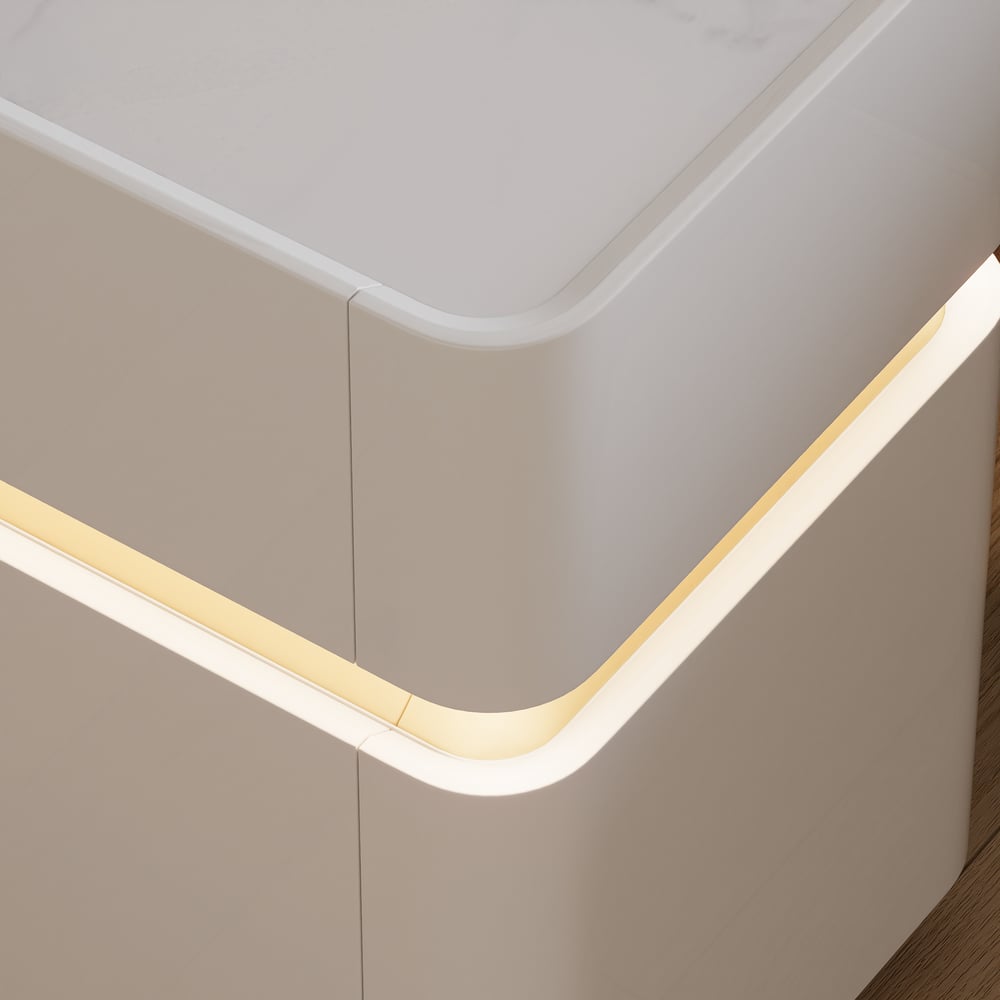 Narrow Smart LED Nightstand with  Sintered Stone Top window image