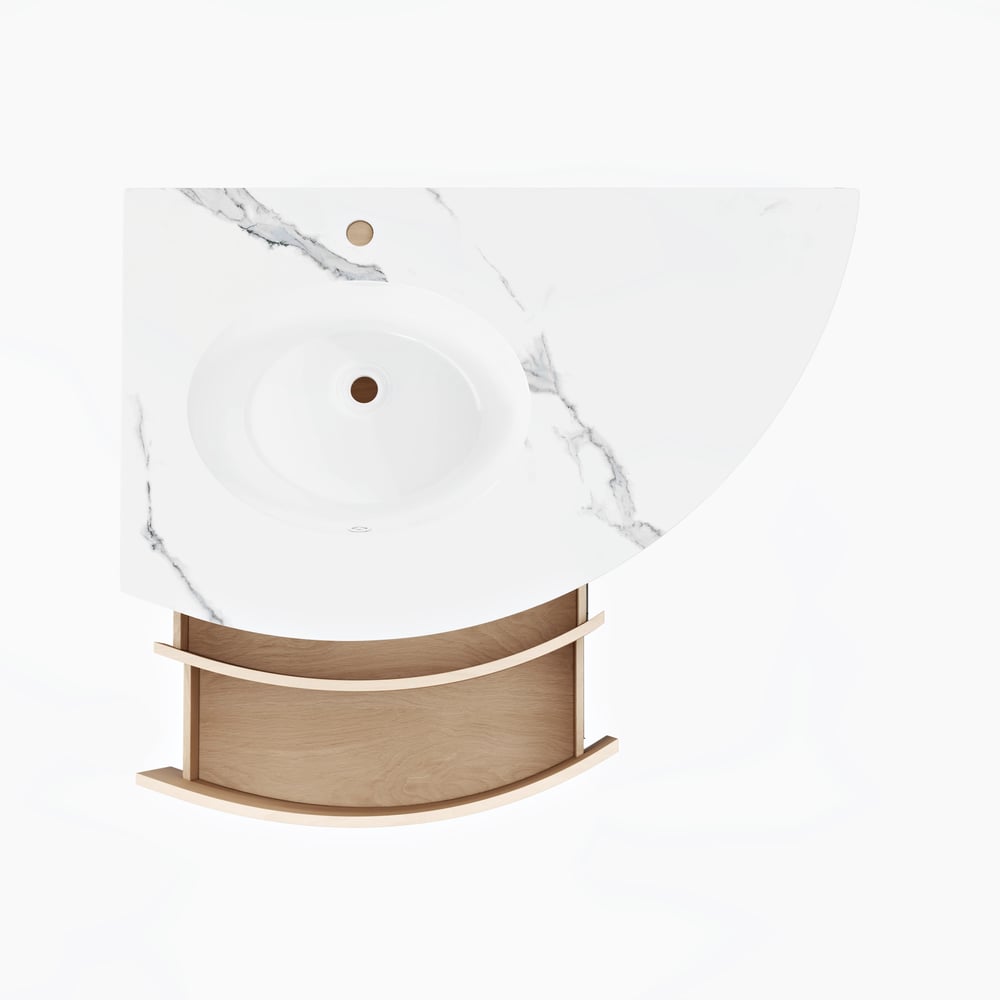 Meuble-lavabo d'angle de 91,44 cm avec rangement et éclairage LED à capteur image de fenêtre