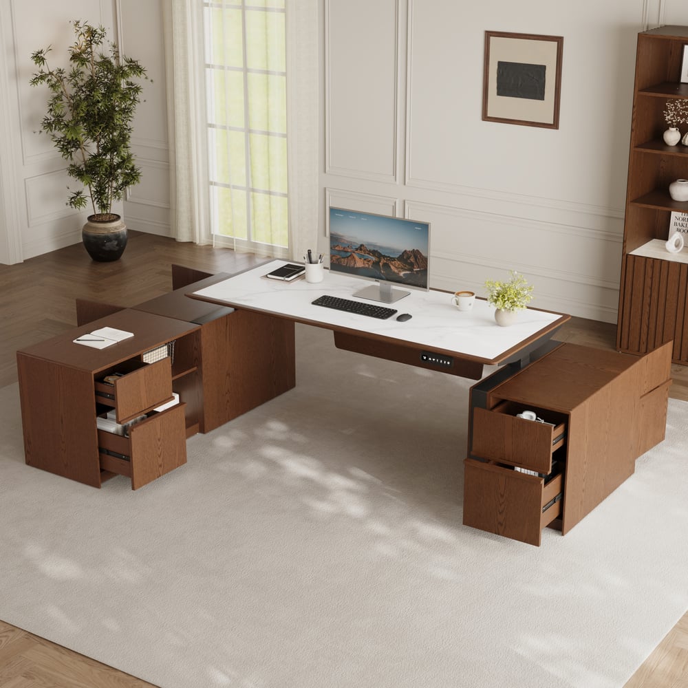Modern 71" Modular Executive Standing Desk with Storage, Power Access & Memory Control window image