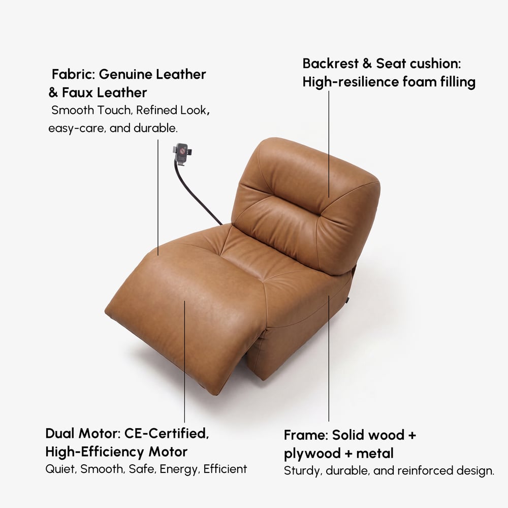 Leather Power Swivel Rocker Recliner Accent Chair with Phone Holder window image