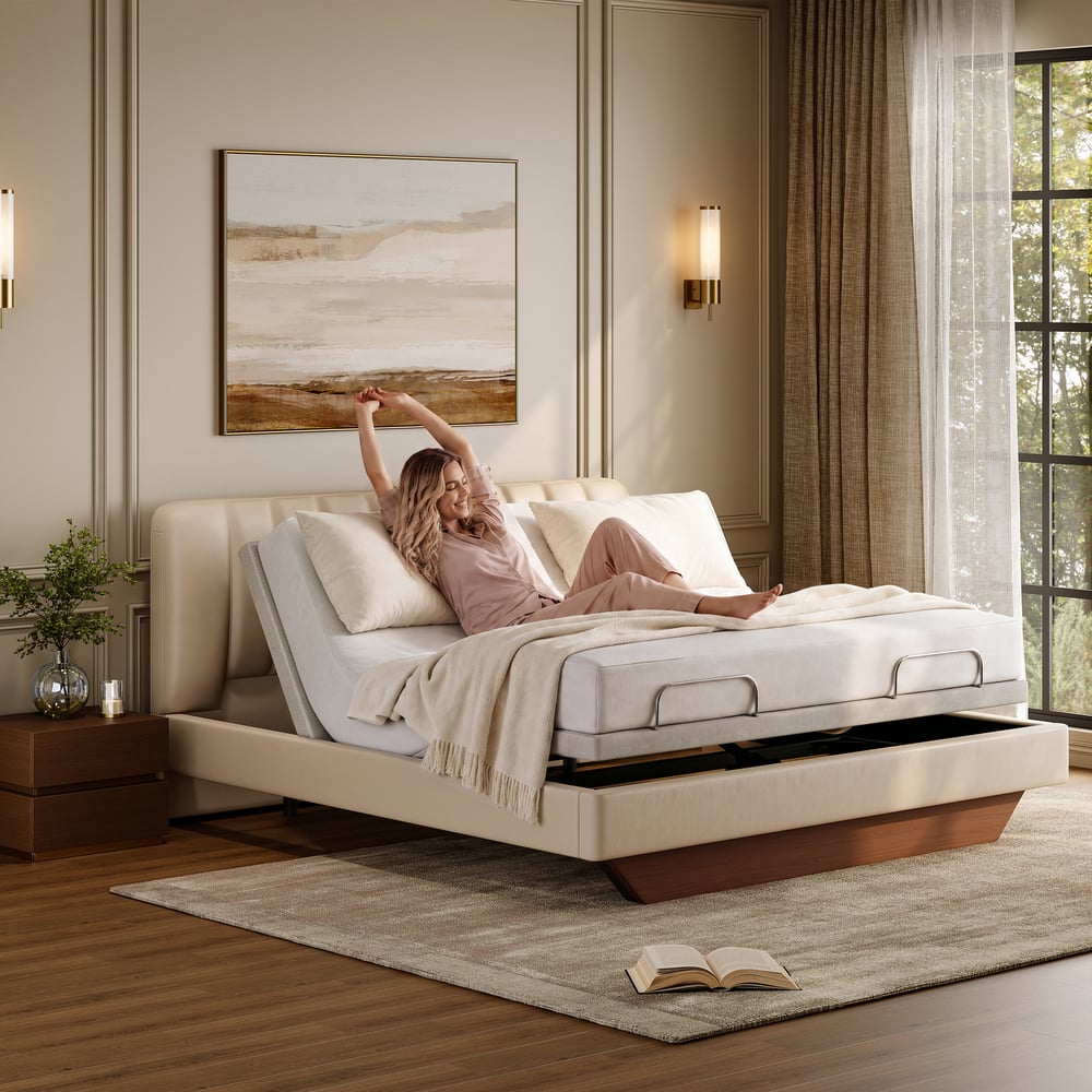 King Genuine Leather Zero Gravity Adjustable Bed Set window image